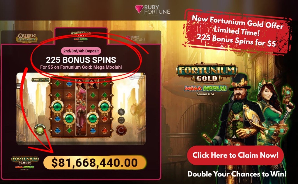 Fortunium Gold Mega Moolah Slot Offer